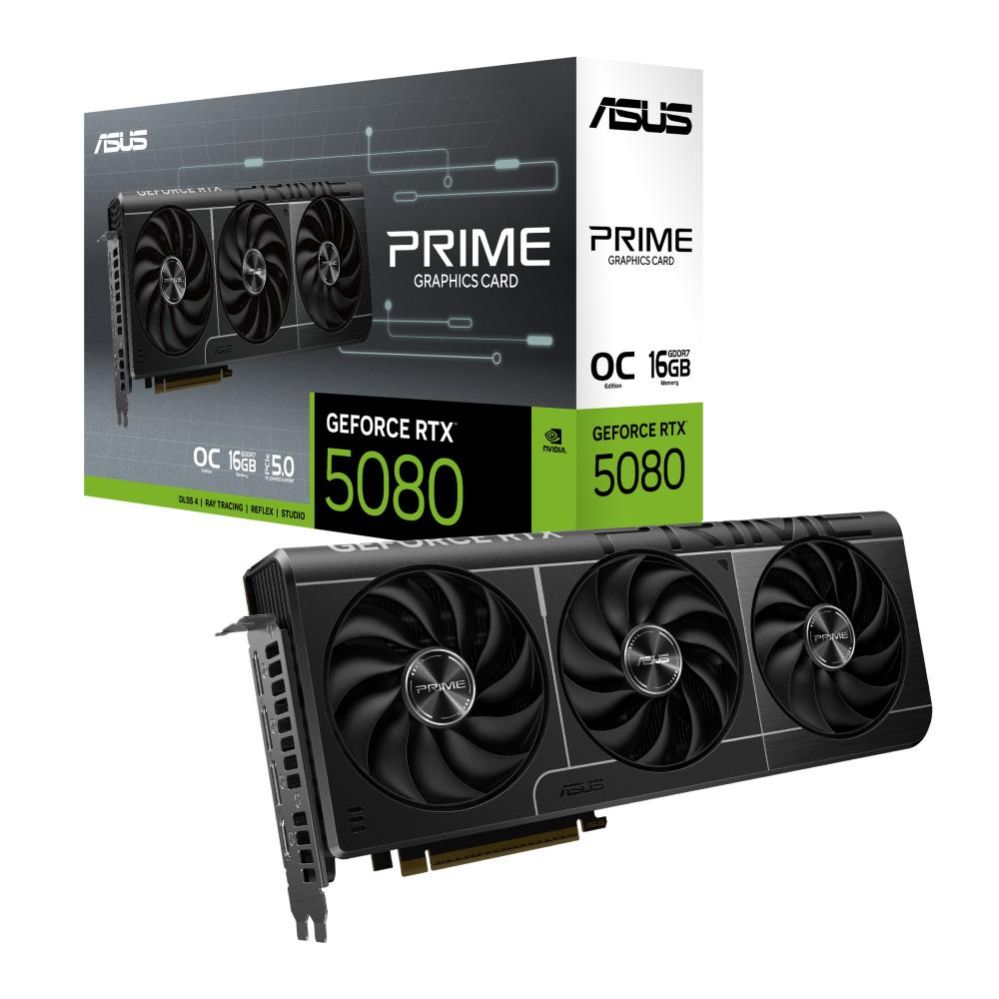 Графическая карта / Видеокарты Asus  Graphics Card||NVIDIA GeForce RTX 5080|16 GB|GDDR7|256 bit|PCIE 5.0 16x|1xHDMI|3xDisplayPort|PRIME-RTX5080-O16G