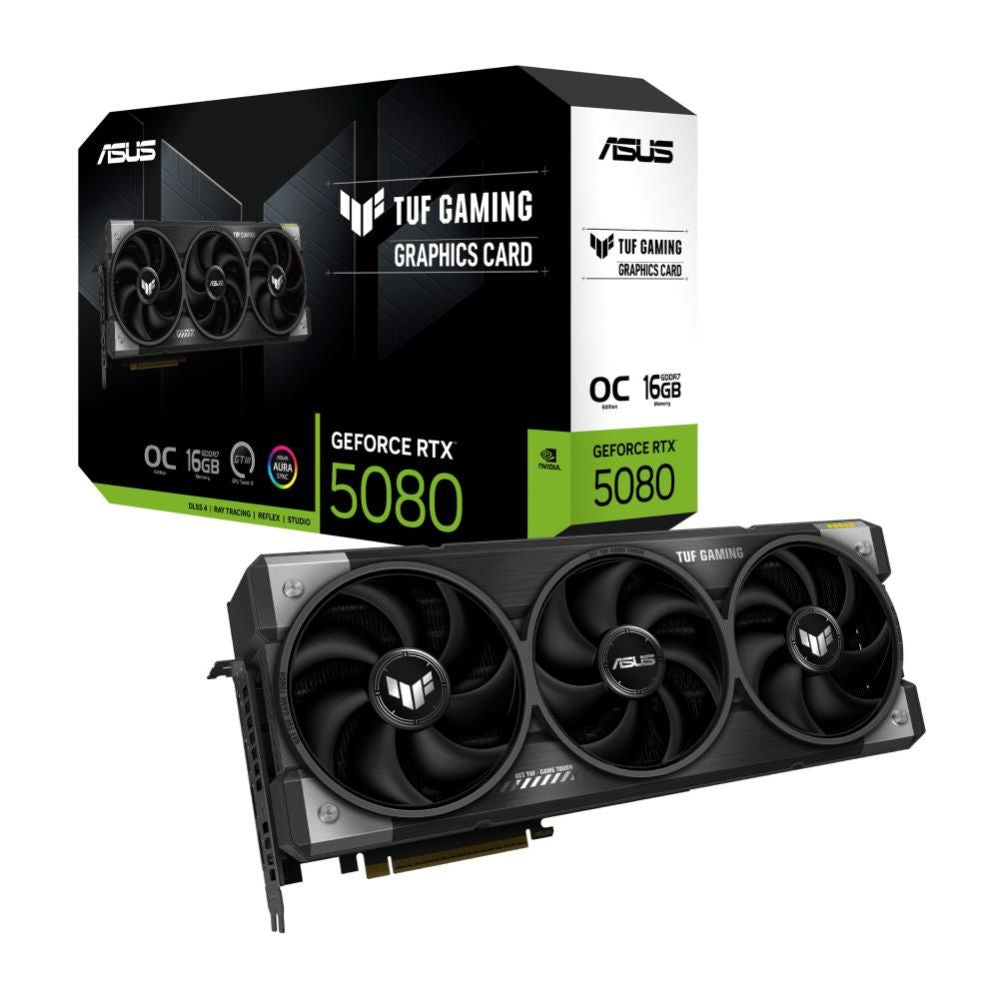 Графическая карта / Видеокарты Asus  Graphics Card||NVIDIA GeForce RTX 5080|16 GB|GDDR7|256 bit|PCIE 5.0 16x|Triple slot Fansink|2xHDMI|3xDisplayPort|TUF-RTX5080-O16G-GAMING