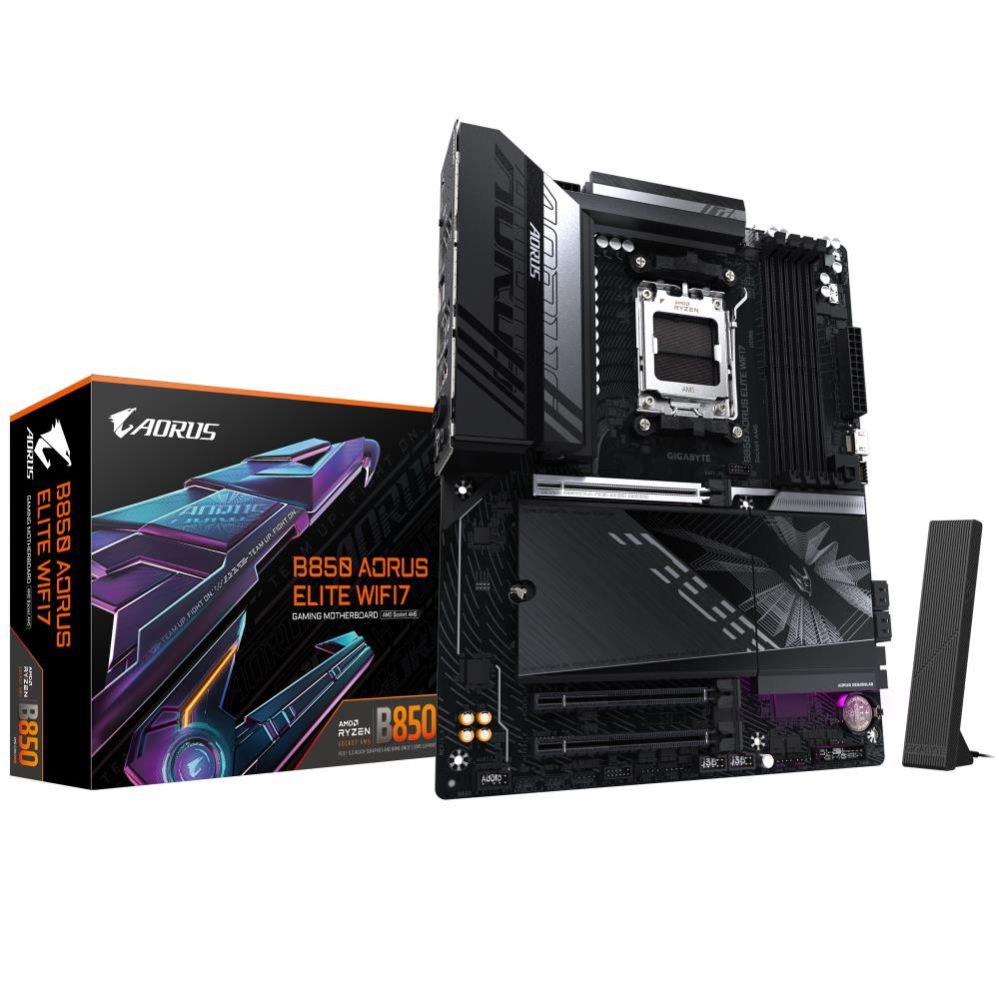 Motherboard for AMD processors Gigabyte  Mainboard||AMD B850|SAM5|ATX|Memory DDR5|Memory slots 4|2xPCI-Express 3.0 16x|1xPCI-Express 5.0 16x|3xM.2|1xDisplayPort|4xUSB 2.0|7xUSB 3.2|1xUSB-C|1xOptical S/PDIF|1xRJ45|2xAudio port|B850AELITEWF71.1