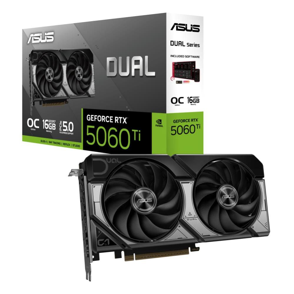 Графическая карта / Видеокарты Asus  Graphics Card||NVIDIA GeForce RTX 5060 Ti|16 GB|GDDR7|128 bit|PCIE 5.0 16x|Dual Slot Fansink|1xHDMI|3xDisplayPort|DUAL-RTX5060TI-O16G