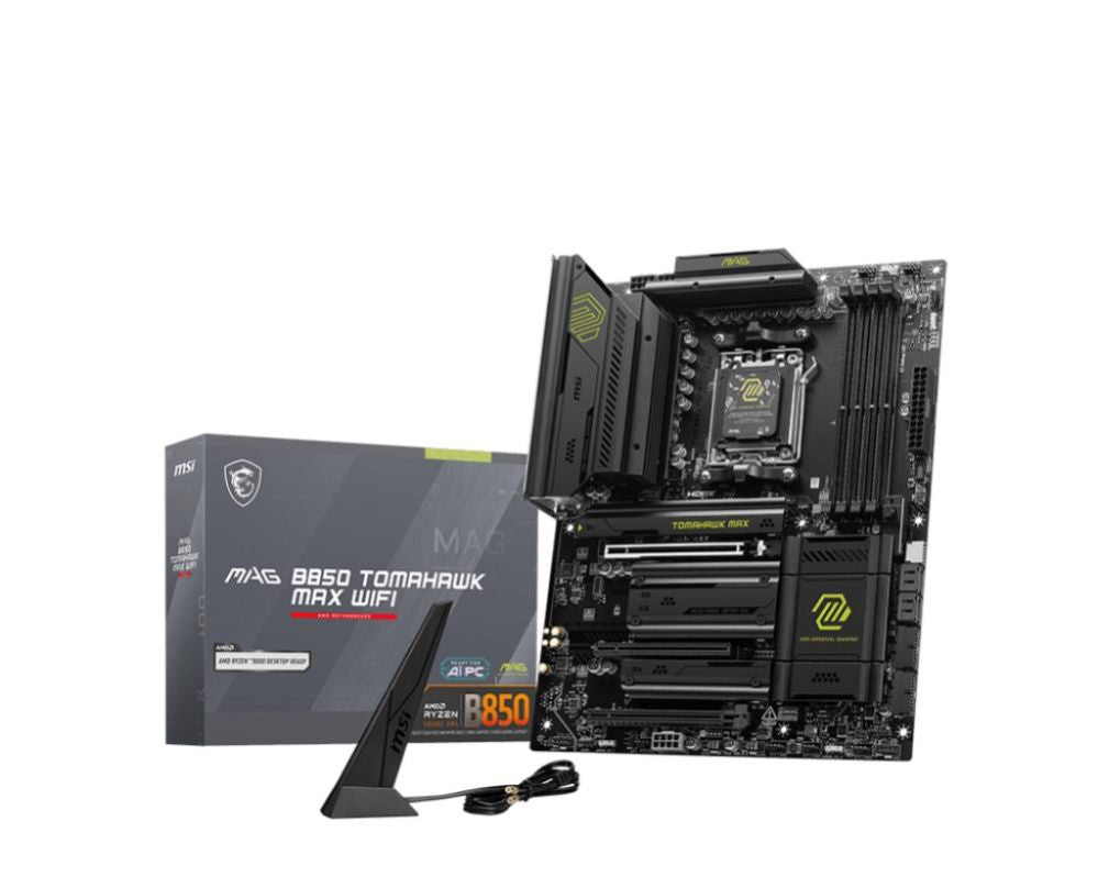 Материнская плата для процессоров AMD MSI  Mainboard||AMD B850|SAM5|ATX|Memory DDR5|Memory slots 4|3xPCI-Express 16x|4xM.2|1xHDMI|1xAudio-In|1xAudio-Out|4xUSB 2.0|1xUSB 3.0|2xUSB 3.2|3xUSB-C|1xRJ45|B850TOMAHAWKMAXWIFI