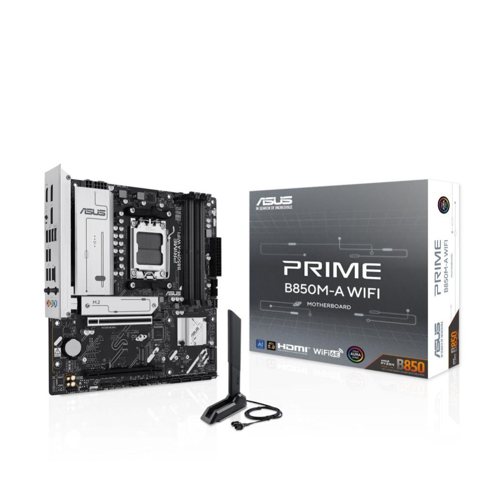 AMD protsessori emaplaat Asus  Mainboard||AMD B850|SAM5|Micro-ATX|Memory DDR5|Memory slots 4|1xPCI-Express 4.0 16x|1xPCI-Express 5.0 16x|3xM.2|1xHDMI|2xDisplayPort|4xUSB 2.0|4xUSB 3.2|1xRJ45|3xAudio port|PRIMEB850M-AWIFI