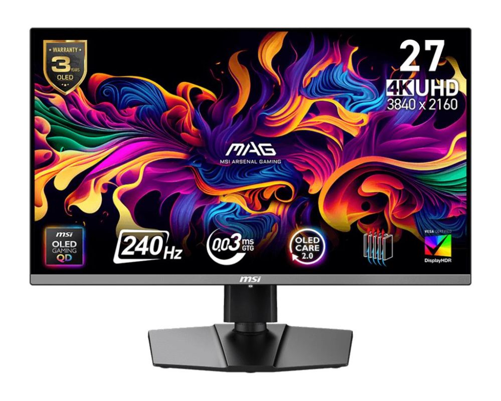 Монитор MSI  Monitor||26.5 "|3840 x 2160 pixels|4K Ultra HD|Native aspect ratio 16:9|QD-OLED|MAG272UPQD-OLEDX24