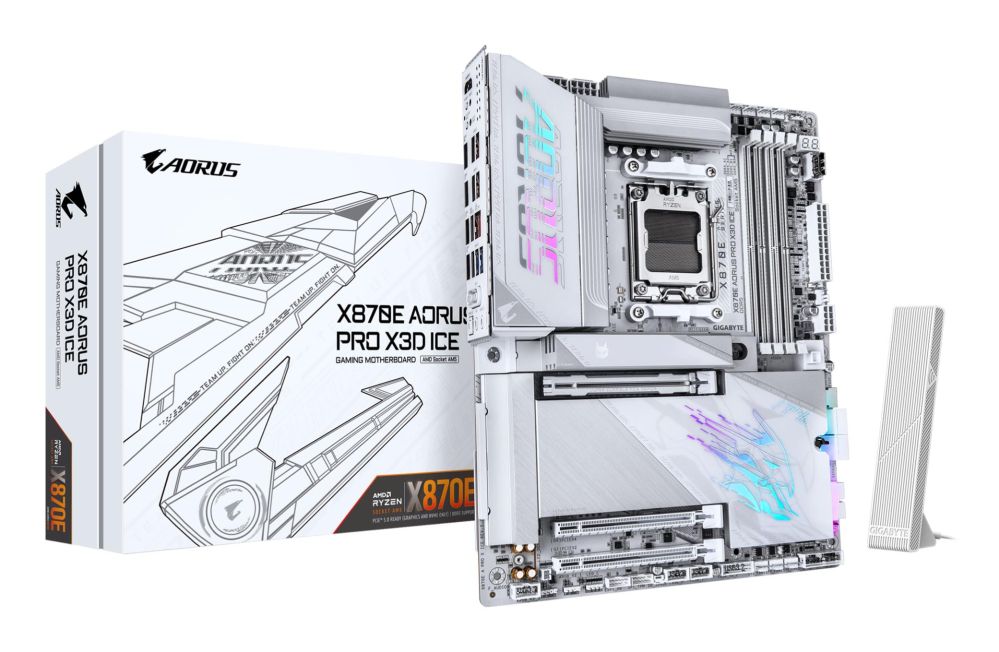 AMD protsessori emaplaat Gigabyte  Mainboard||AMD X870E|Socket AM5|ATX|RAM DDR5-SDRAM|4xSlots|Wi-Fi Yes|Bluetooth Yes|4xNumber of M.2 (M) slots|X870E A PRO X ICE|X870EAPROXICE