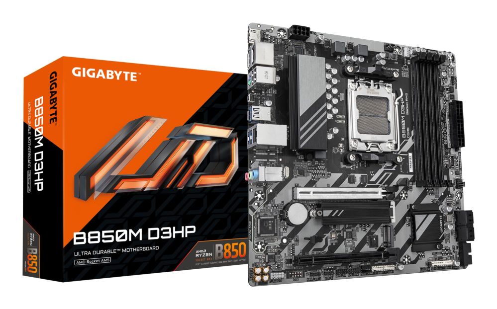 Материнская плата для процессоров AMD Gigabyte  Mainboard||AMD B850|Socket AM5|micro ATX|RAM DDR5-SDRAM|4xSlots|2xNumber of M.2 (M) slots|B850MD3HP1.2