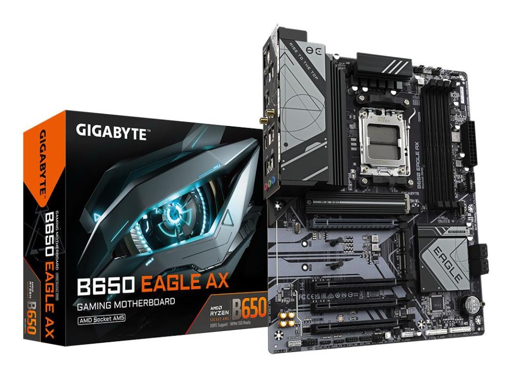 Motherboard for AMD processors Gigabyte  Mainboard||AMD B650|Socket AM5|ATX|RAM DDR5-SDRAM|4xSlots|Wi-Fi Yes|Bluetooth Yes|3xNumber of M.2 (M) slots|B650EAGLEAX1.2