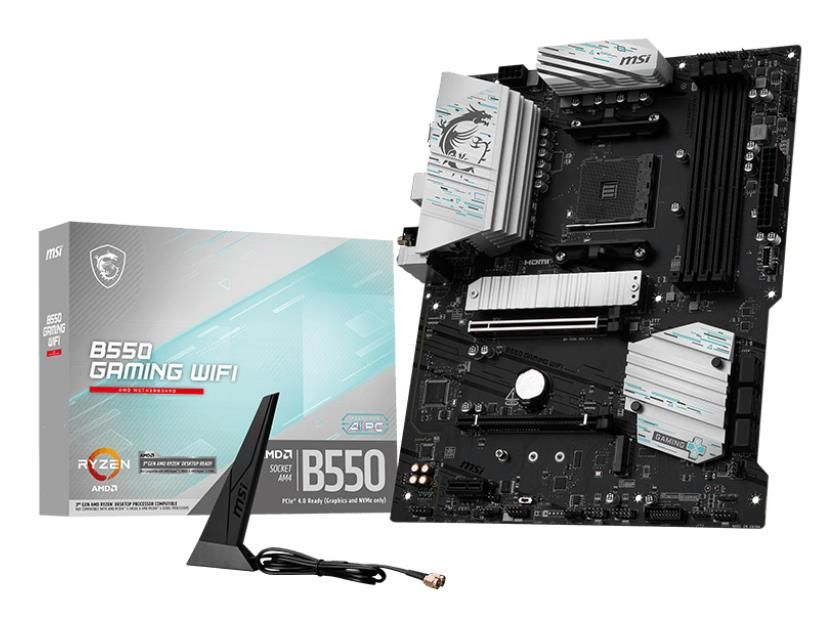 AMD protsessori emaplaat MSI  Mainboard||AMD B550|Socket AM4|ATX|RAM DDR4-SDRAM|4xSlots|Wi-Fi Yes|Bluetooth Yes|2xNumber of M.2 (M) slots|B550GAMINGWIFI