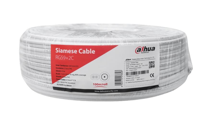 Võrgulülitid DAHUA  CABLE RG59 COAX+PWR 100M WHITE/PFM941I-RG59N/21-100-W