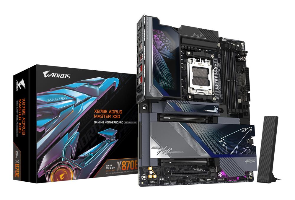AMD protsessori emaplaat Gigabyte  Mainboard||AMD X870E|Socket AM5|ATX|RAM DDR5-SDRAM|4xSlots|Wi-Fi Yes|Bluetooth Yes|5xNumber of M.2 (M) slots| X870E AORUS MASTER X3D|X870EAMASTERX