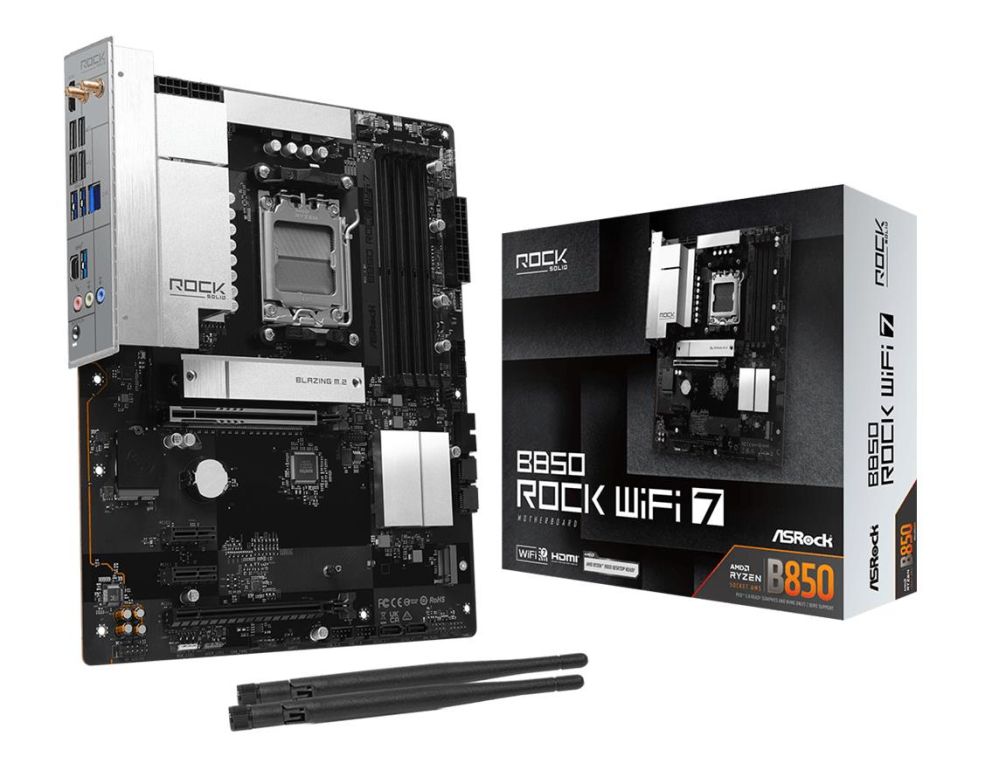 Motherboard for AMD processors Asrock  Mainboard||AMD B850|Socket AM5|ATX|RAM DDR5-SDRAM|4xSlots|Wi-Fi Yes|Bluetooth Yes|B850ROCKWIFI7