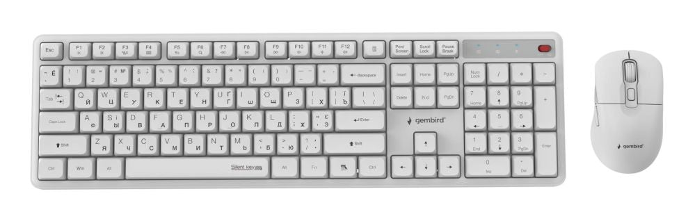 Arvuti klaviatuur Gembird  KEYBOARD +MOUSE WRL CYRILLIC/WHT KBS-WMS-01-W-CYRL
