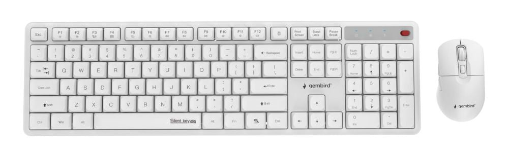 Arvuti klaviatuur Gembird  KEYBOARD +MOUSE WRL ENG/WHITE KBS-WMS-01-W