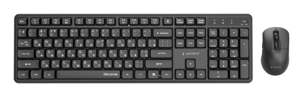Компьютерная клавиатура Gembird  KEYBOARD +MOUSE WRL CYRILLIC/BLACK KBS-WMS-01-CYRL
