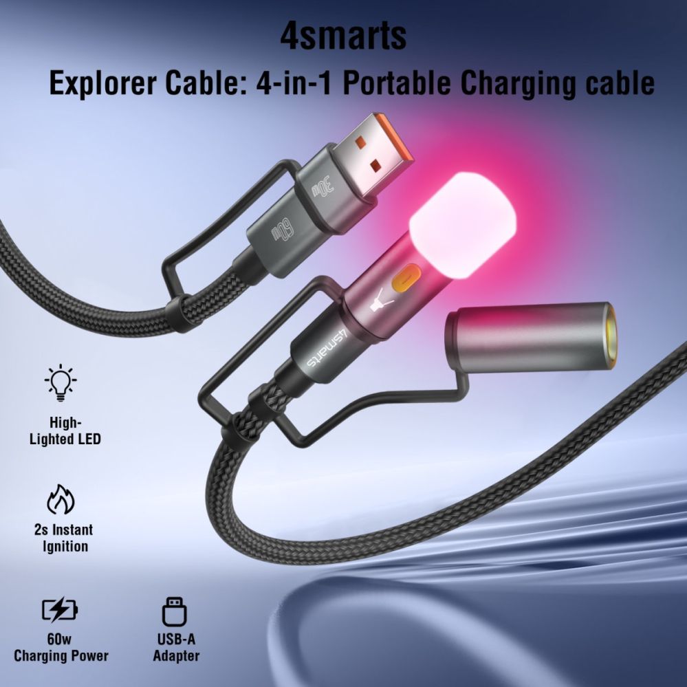 Kaabel 4smarts  4in1 USB-C Cable Set Explorer 60W 1m black