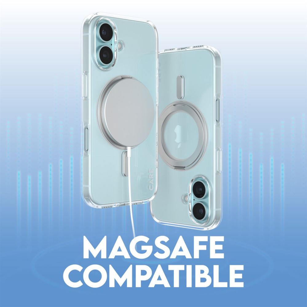 Tagakaaned PanzerGlass  CARE Feature case with Silver Kickstand MagSafe iPhone 16, Transparent
