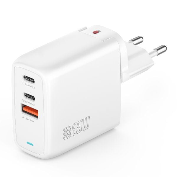 Adapter 4smarts  Charger GaN Flex 65W 2 USB-C+1 USB-A white