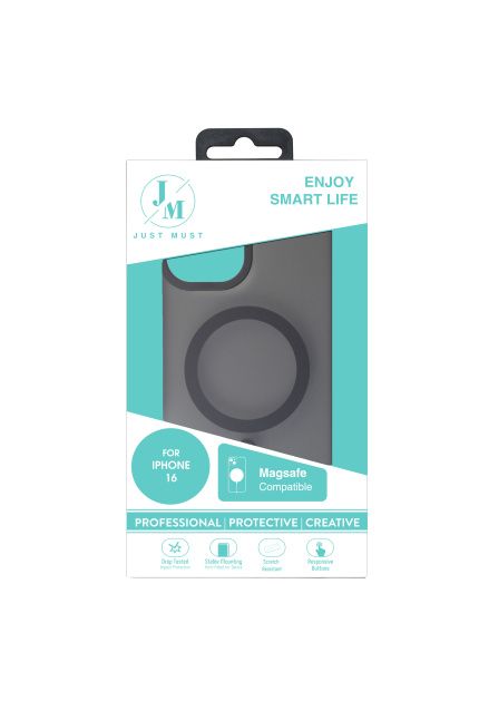 Back panel cover Just Must  JM MAGSAFE SILK FROST I for iPhone 16 Black