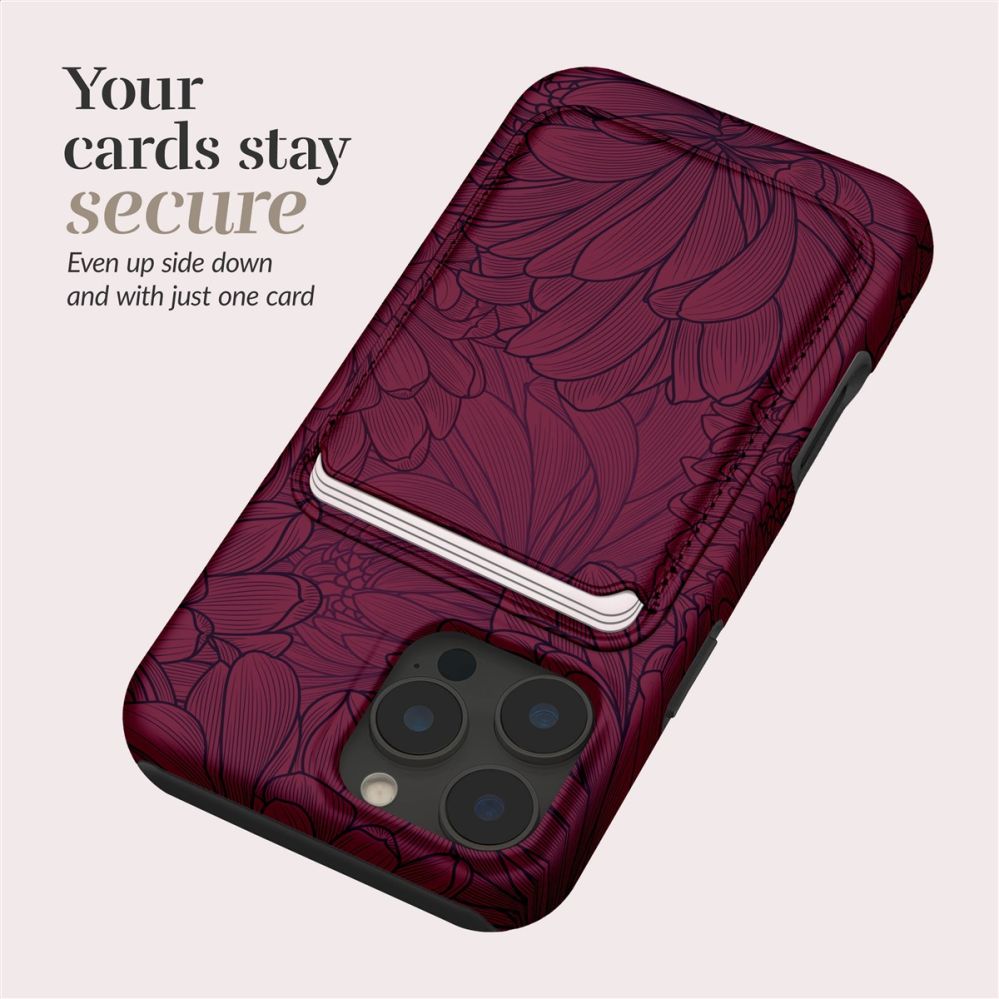 Back panel cover Mio  MIO Berry Blooms Magsafe Case Compatible Card Holder
