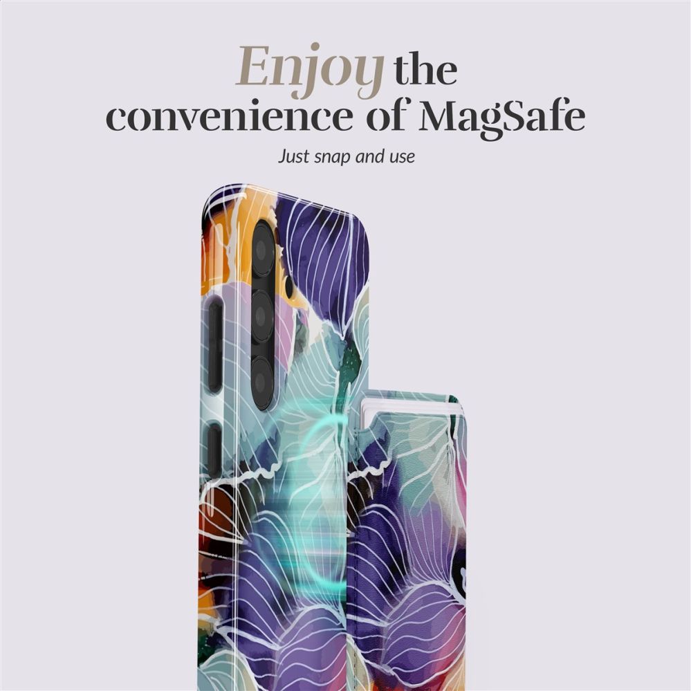 Back panel cover Mio  MIO Flowers Magsafe Case Compatible Card Holder