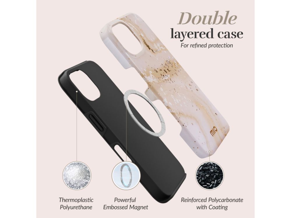 Back panel cover Mio  MIO Gold Marble Magsafe Compatible for iPhone 17 Pro Max