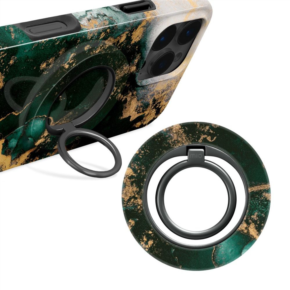 Back panel cover Mio  MIO Green Marble Magsafe Case Compatible Ring Holder