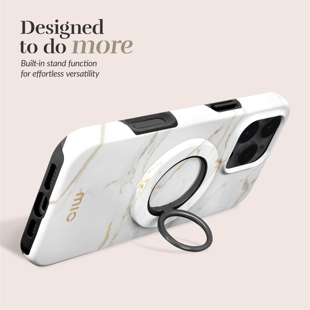 Чехол на заднюю панель Mio  MIO White Marble Magsafe Case Compatible Ring Holder