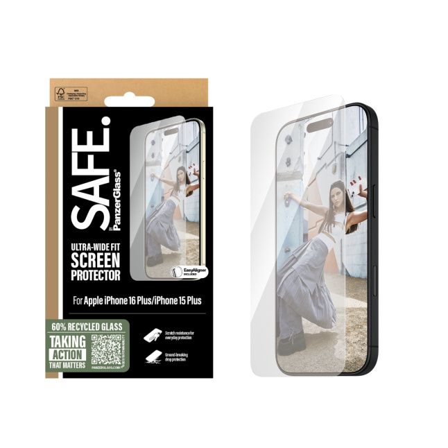 Защитное стекло PanzerGlass  PanzerGlass SAFE Screen Protector Apple iPhone 16 Plus, Ultra-Wide Fit