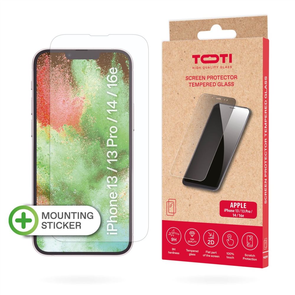 Защитное стекло Toti  TEMPERED glass 2D screen protector full cover for  iPhone 13/13 Pro/14/16e, Transparent