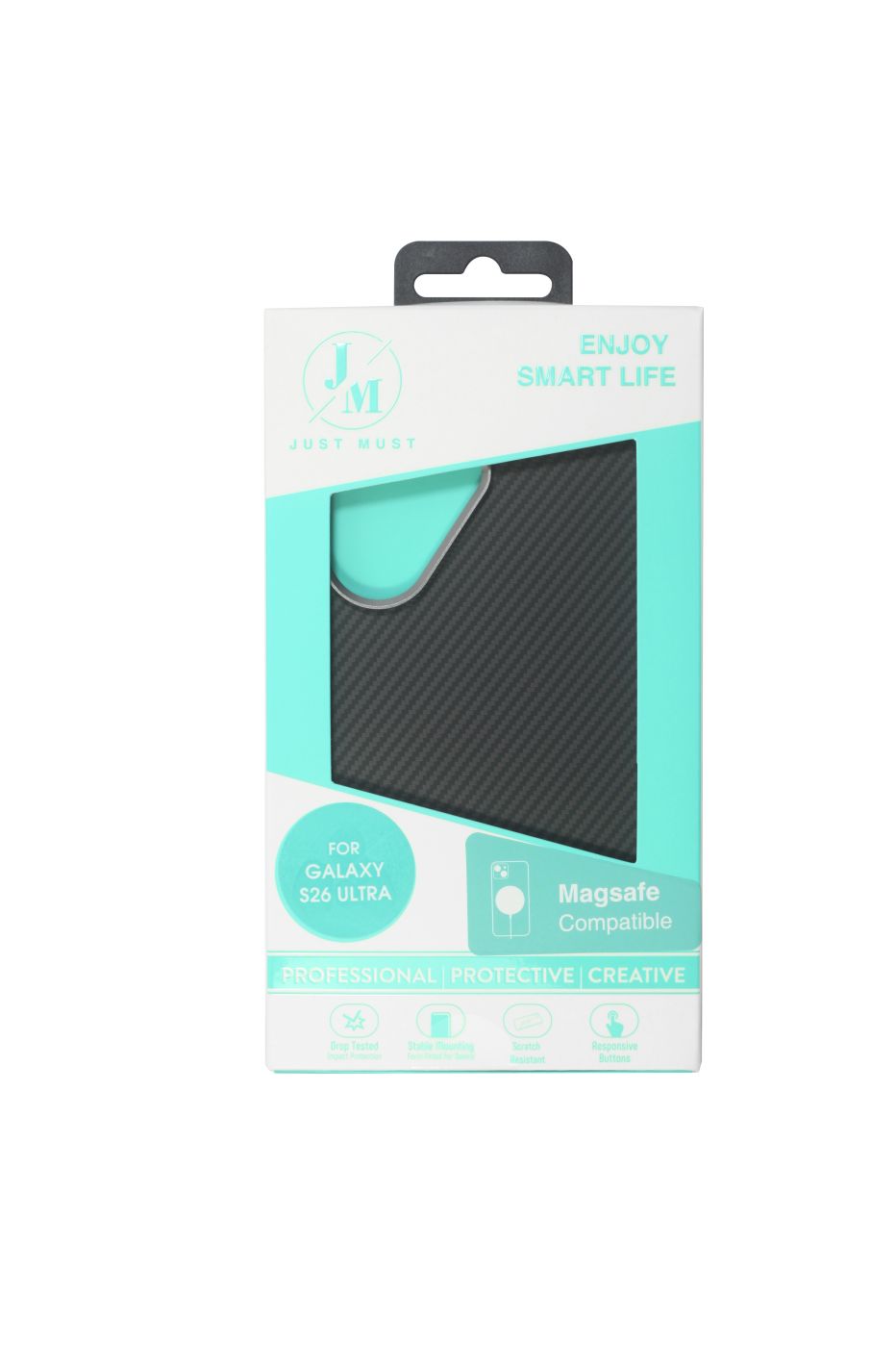 Back panel cover Just Must JM PLATINUM CARBON with MagSafe for Galaxy S26 Ultra Black