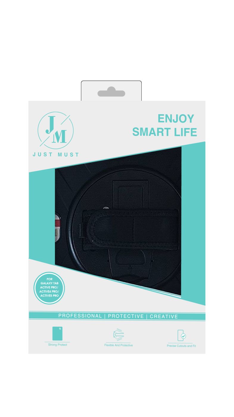 Book case Just Must  JM Rugged Case Grip for Samsung Galaxy Tab Active Pro/ Active4 Pro/ Active5 Pro with a strap Black
