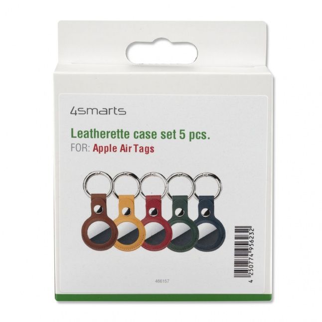 Smart tag accessories 4smarts  Leatherette Case Set for AirTags 5 pices (yellow, green, brown, red, blue)