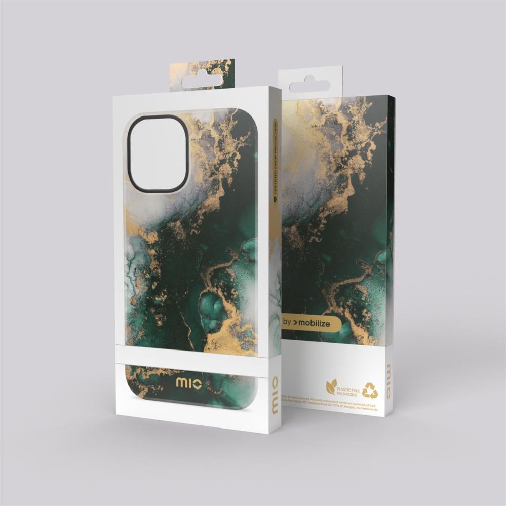Back panel cover Mio  MIO Green Marble Magsafe Compatible for iPhone 16 Pro