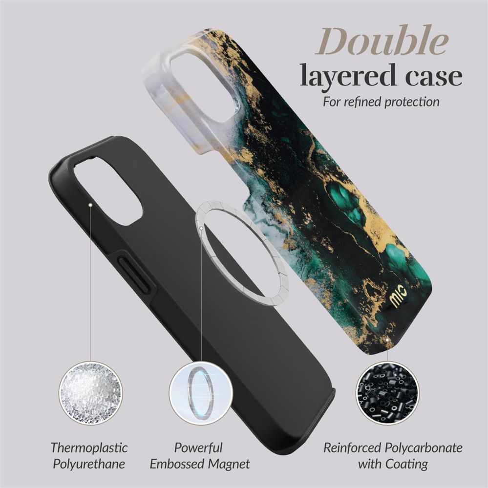 Back panel cover Mio  MIO Green Marble Magsafe Compatible for iPhone 17 Pro