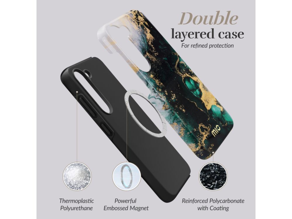 Back panel cover Mio  MIO Green Marble Magsafe Compatible for Samsung A55 5G