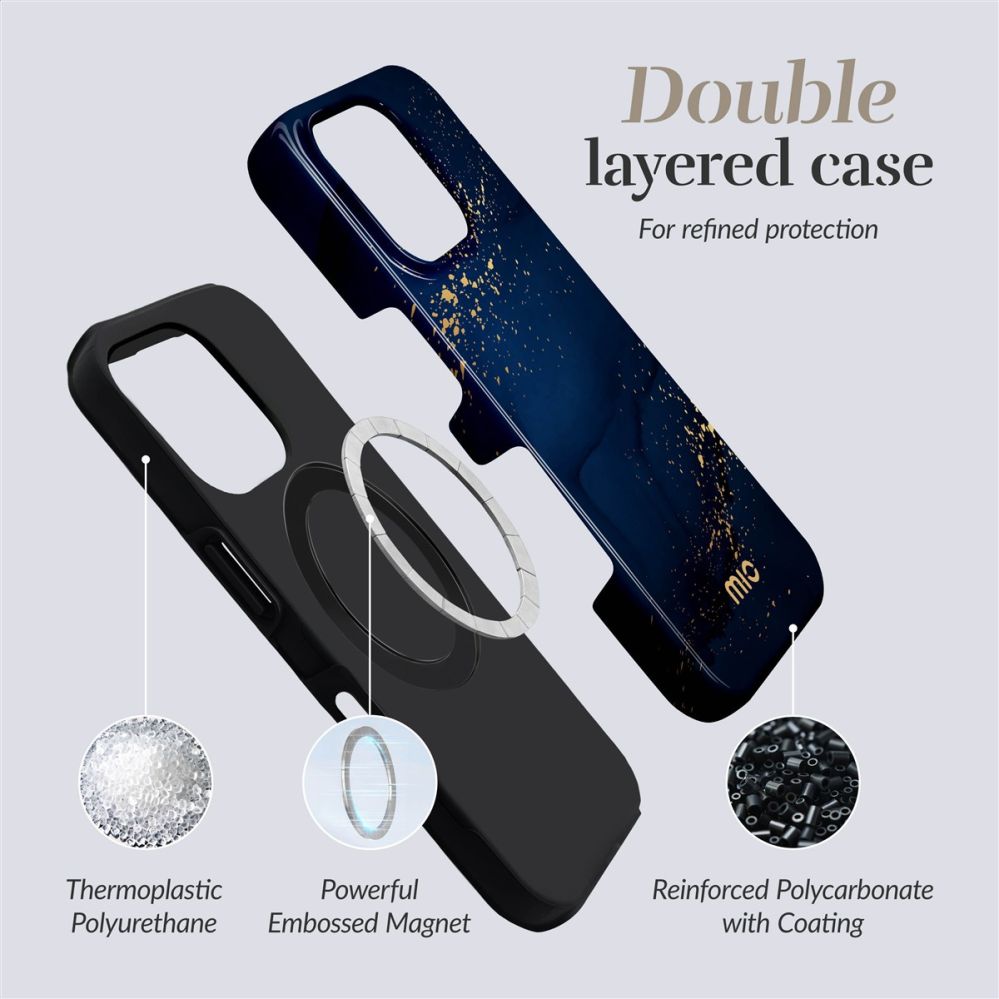 Back panel cover Mio  MIO Midnight Sparkle Magsafe Case Compatible for iPhone 16 Plus