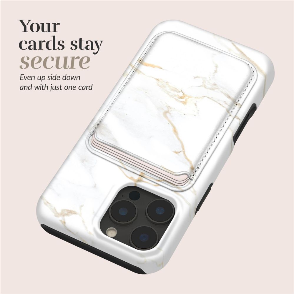 Tagakaaned Mio  MIO White Marble Magsafe Case Compatible Card Holder