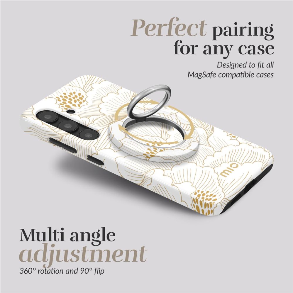 Tagakaaned Mio  MIO White Roses Magsafe Case Compatible Ring Holder