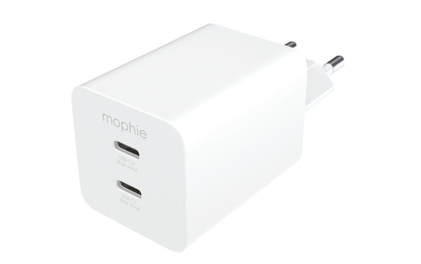 Адаптер mophie  mophie Essentials Power Adapter Dual USB-C PD 50W EU White