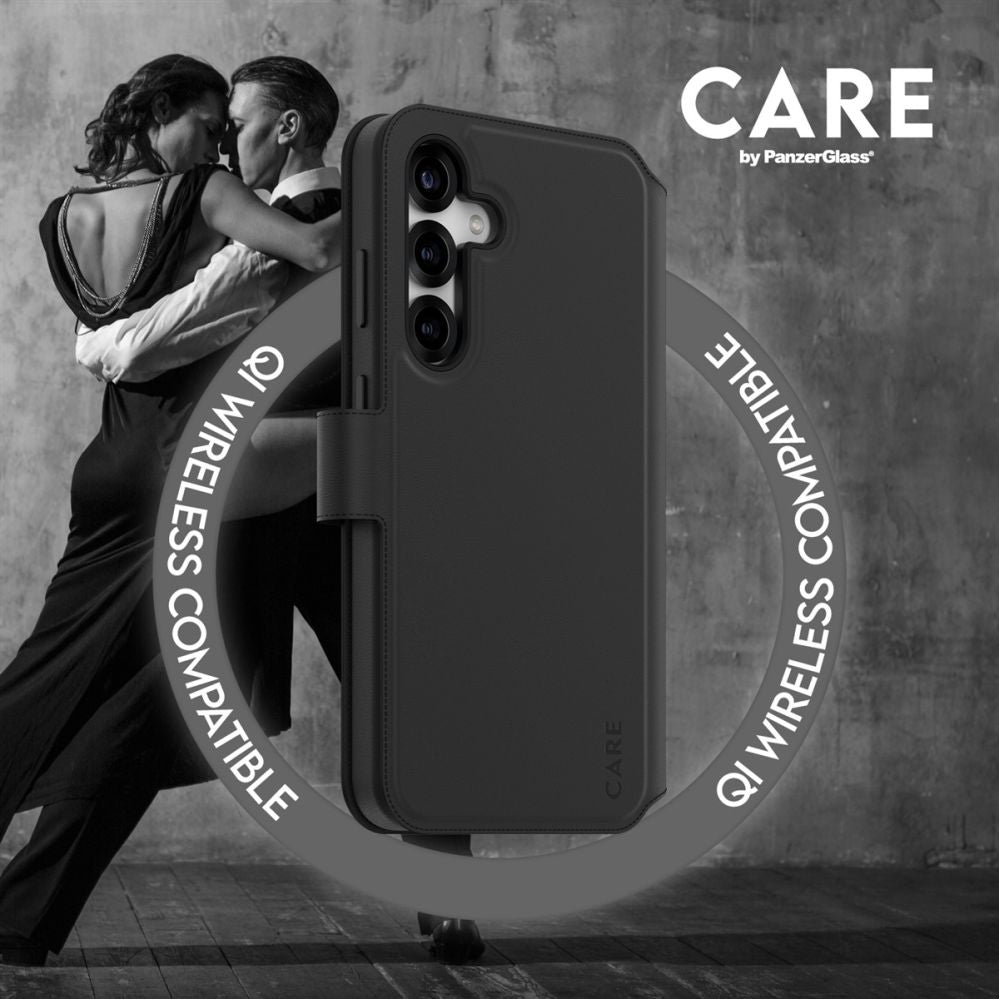 Back panel cover PanzerGlass  CARE by PanzerGlass Feature Case Tango Two-in-One Wallet Qi Compatible Samsung Galaxy S25 Plus, Black