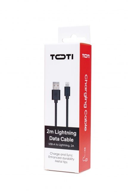 Cable seek toti  SEEK TOTI USB-A to Lightning, 2m PVC Data Cable 2A (non-MFI), Black