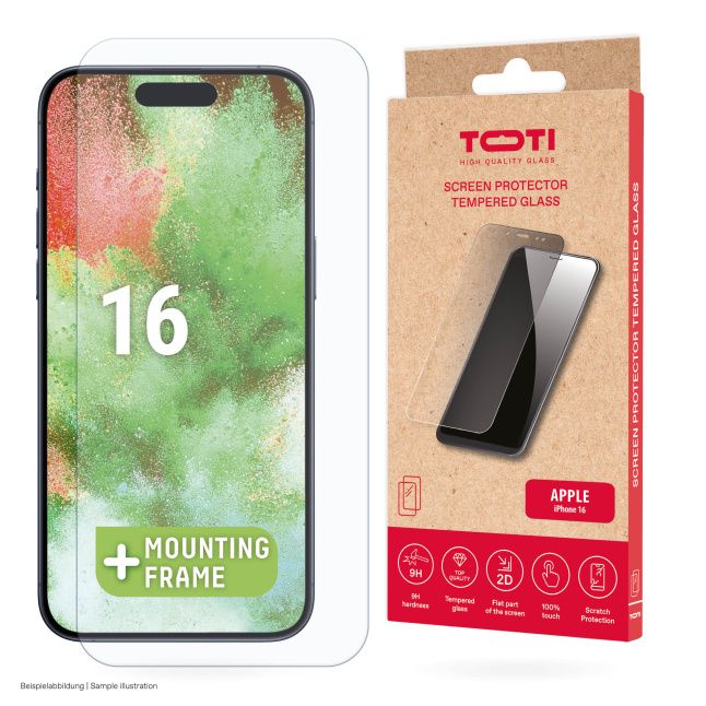 Protective glass Toti  TEMPERED glass 2D screen protector full cover for iPhone 16/15 Pro/15 Transparent