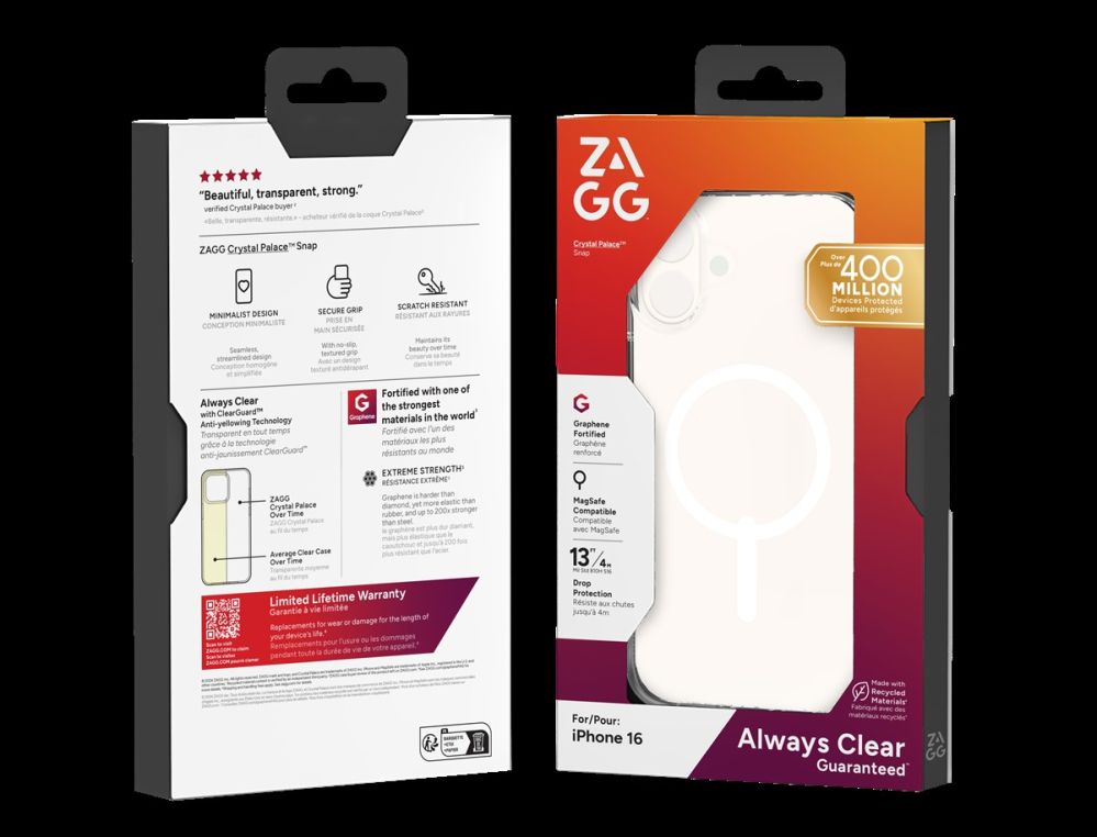 Back panel cover Zagg  ZAGG Protection Bundle for iPhone 16: Case with MagSafe and Screen Protector