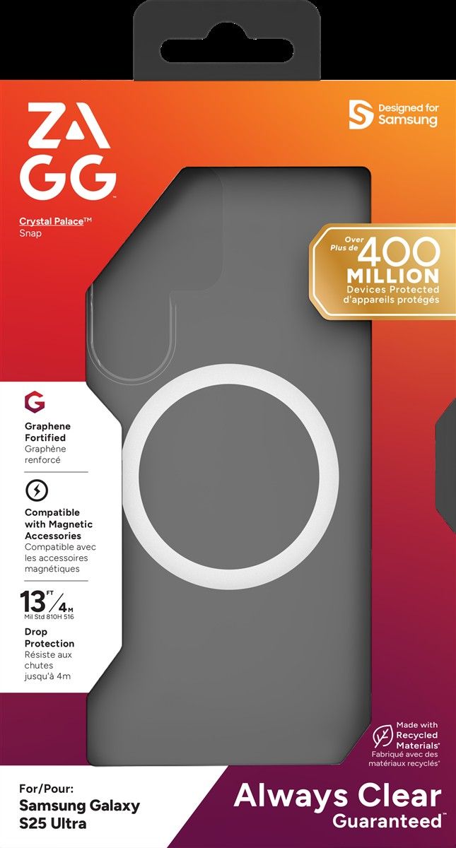 Back panel cover Zagg  ZAGG Protection Bundle for Samsung S25 Ultra: Case with MagSafe and Screen Protector