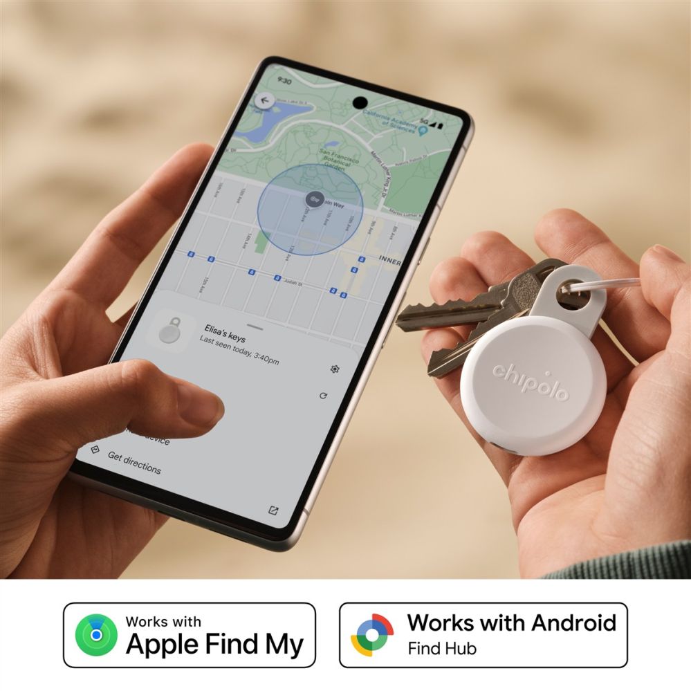 Другие товары chipolo  Chipolo LOOP – Rechargeable Bluetooth Tracker with Silicone Loop for iOS & Android, Chalk