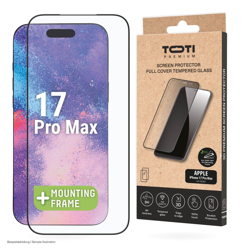 Protective glass toti premium  PREMIUM TEMPERED screen protector glass 3D full cover for Apple iPhone 17 Pro Max