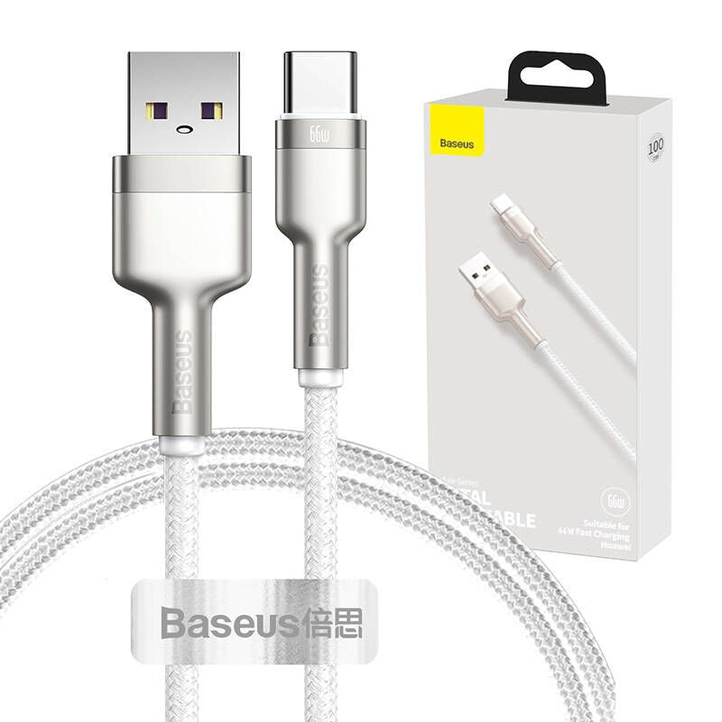 Cable Baseus  USB cable for USB-C Baseus Cafule, 66W, 1m (white)