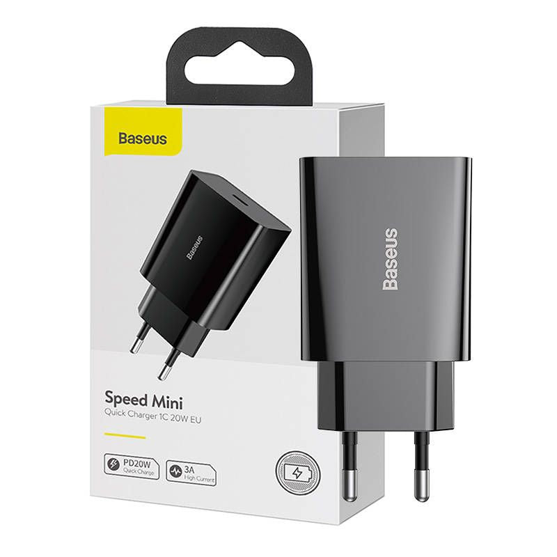 Адаптер Baseus  Baseus Speed Mini Quick Charger, USB-C, PD, 3A, 20W (black)