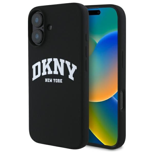 Muu telefoni lisavarustus DKNY  DKNY Silicone White Printed Logo MagSafe iPhone 16 Case - Black
