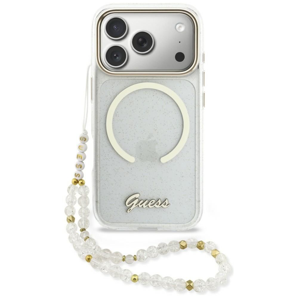 Другие товары Guess  Guess IML Glitters Script Strap MagSafe Case for iPhone 17 Pro - Clear