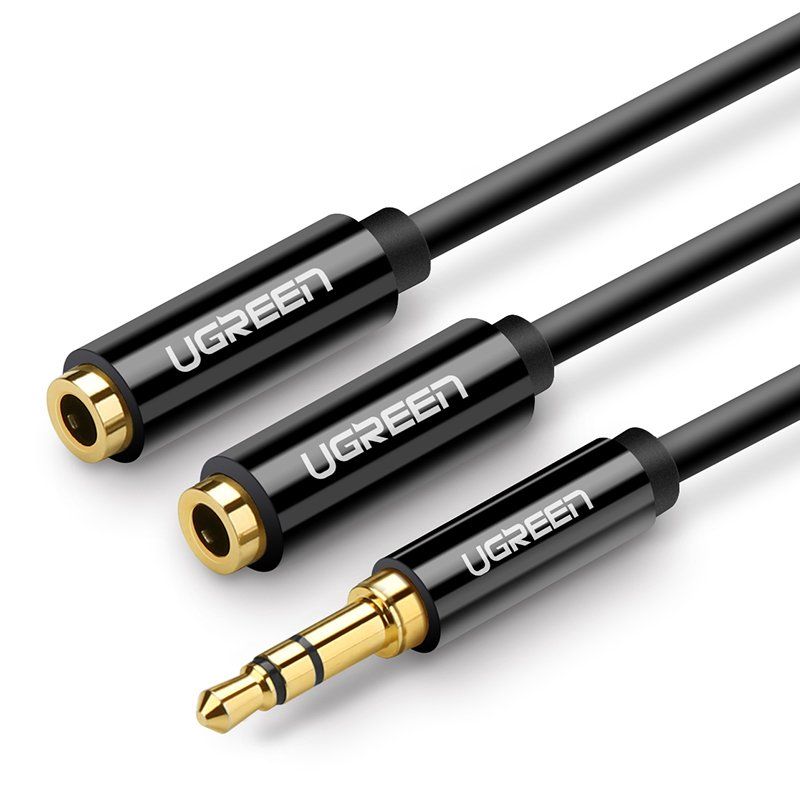 Kaabel Ugreen  cable 3.5 mm headphone splitter mini jack AUX 25cm black (20816) Black